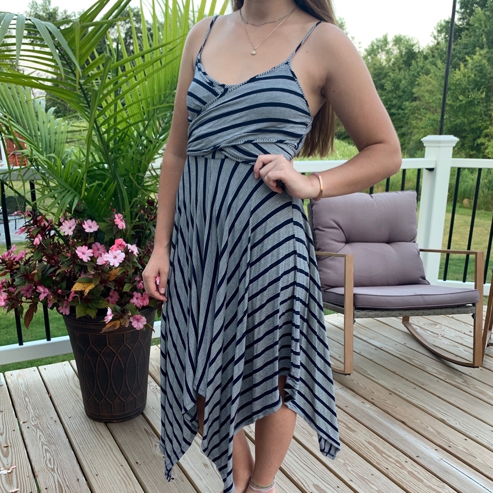 Host Pick Boho Navy & White Flowy Comfy Wrap Dress - Picture 3 of 5